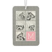 グレーとピンクのインスタグラム5フォトコラージモノグラム カーエアーフレッシュナー (裏面)