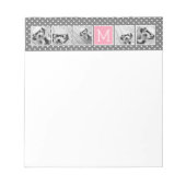 グレーとピンクのインスタグラム5フォトコラージモノグラム ノートパッド (正面)