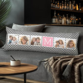 グレーとピンクのインスタグラム5フォトコラージモノグラム ボディピロー