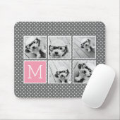 グレーとピンクのインスタグラム5フォトコラージモノグラム マウスパッド (マウス)