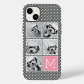 グレーとピンクのインスタグラム5フォトコラージモノグラム Case-Mate iPhoneケース (裏面)