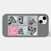 グレーとピンクのインスタグラム5フォトコラージモノグラム Case-Mate iPhoneケース (裏面 (横))