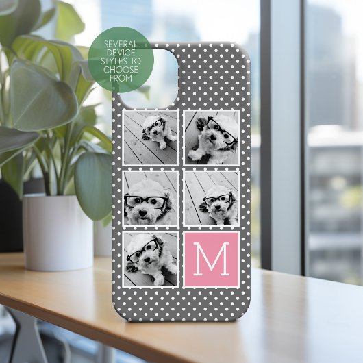 グレーとピンクのインスタグラム5フォトコラージモノグラム Case-Mate iPhoneケース