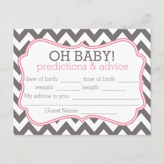 グレーとピンクのシェブロン予測とアドバイスカード アドバイスカード (正面)