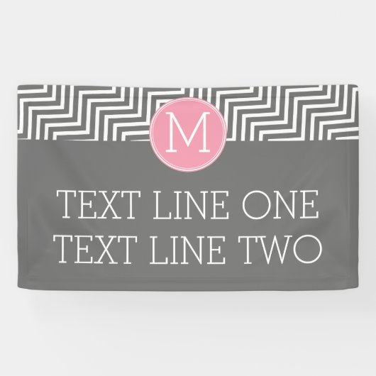 グレーとピンクのシボカスタムロンとモノグラム文字 横断幕 (横)