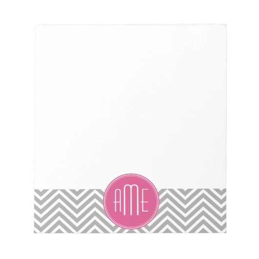 グレーとピンクのシボカスタムロン ノートパッド (正面)