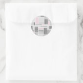 グレーとピンクのステンドグラスのシール ラウンドシール (バッグ)