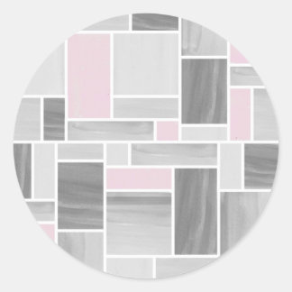 グレーとピンクのステンドグラスのシール ラウンドシール