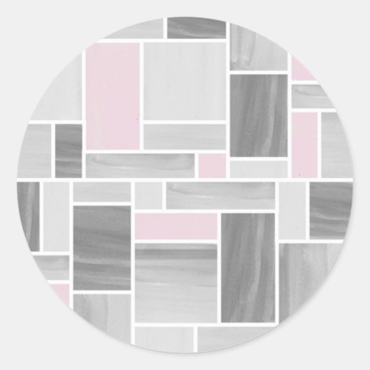 グレーとピンクのステンドグラスのシール ラウンドシール (正面)