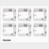 グレーとピンクのステンドグラスの贈り物ラベルシール スクエアシール (シート)