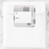 グレーとピンクのステンドグラスの贈り物ラベルシール スクエアシール (バッグ)