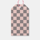 グレーとピンクのチェッカーボード ギフトタグ (正面)