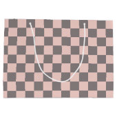 グレーとピンクのチェッカーボード ラージペーパーバッグ (裏面)