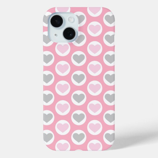 グレーとピンクのハートのスマホケース バレンタイン Case-Mate iPhoneケース (裏面)