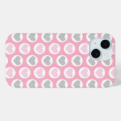 グレーとピンクのハートのスマホケース バレンタイン Case-Mate iPhoneケース (裏面 (横))