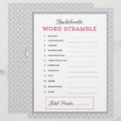 グレーとピンクのバチェロレッテ単語スクランブルゲーム (正面/裏面)