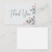 グレーとピンクのフローラフラットノートカード ノートカード (正面/裏面)