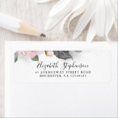 グレーとピンクのフローラ水色 ラベル (インサイチュ)