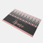 グレーとピンクのフローラ ドアマット (アングル)