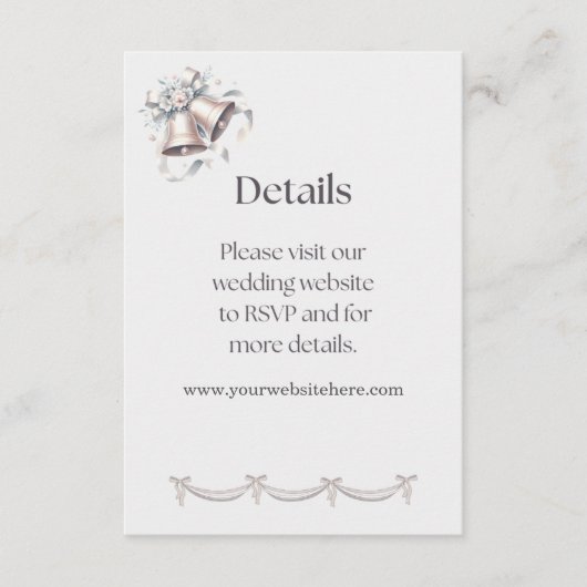グレーとピンクのベル 詳細 付属の招待状挿入ページ エンクロージャーカード (正面)