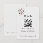 グレーとピンクのベル 詳細 挿入 招待状 (正面/裏面)