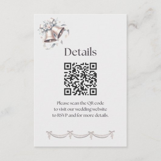 グレーとピンクのベル 詳細 挿入 招待状 (正面)