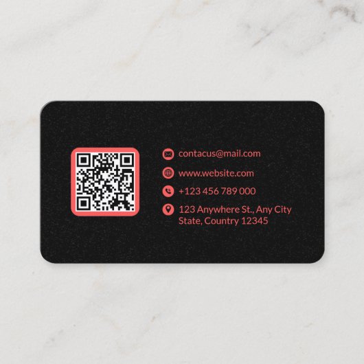 グレーとピンクのミニマルQRコード 名刺 (正面)