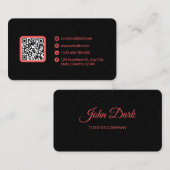 グレーとピンクのミニマルQRコード 名刺 (正面/裏面)