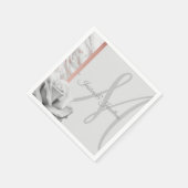 グレーとピンクのローズゴールドフォイルマーブル結婚ズ スタンダードカクテルナプキン (角)