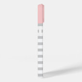 グレーとピンクの名門私立校風のストライプモノグラム Case-Mate iPhoneケース (裏面 / 右)