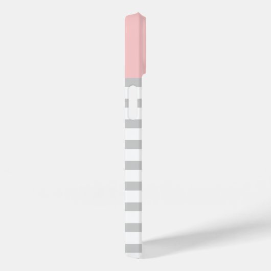 グレーとピンクの名門私立校風のストライプモノグラム Case-Mate iPhoneケース (裏面 / 右)