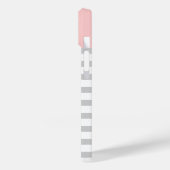 グレーとピンクの名門私立校風のストライプモノグラム Case-Mate iPhoneケース (裏面 / 左)