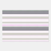 グレーとピンクの垂直ストライプ紙ラッピング彼女 ラッピングペーパーシート (正面)