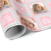 グレーとピンクの山形 – 写真とモノグラム ラッピングペーパー (ロールコーナー)
