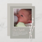 グレーとピンクの花のお知らせ2 案内ポストカード (正面/裏面)