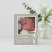 グレーとピンクの花のお知らせ2 案内ポストカード (スタンド正面)