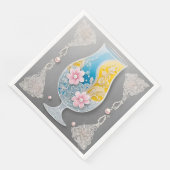 グレーとピンクの花柄ガラスデザインAIアート (コーナー)