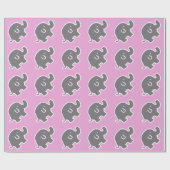 グレーとピンクの象の赤ちゃんシャワーラッピング紙 ラッピングペーパー (フラット)