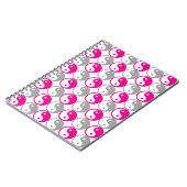 グレーとピンクの陰陽パターン ノートブック (左側)