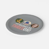 グレーとピンクの30th THREEOH!写真誕生日 ペーパープレート (アングル)