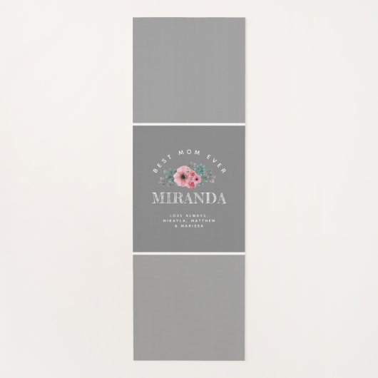 グレーとピンクモノグラム最高のマー・エバパーソナライズされたー ヨガマット (正面)