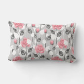 グレーとピンク。花柄 ランバークッション (裏面)