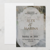 グレーとブラウンのエレガントな結婚式招待状 招待状 (正面/裏面)