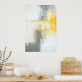 グレーとブラウンの抽象芸術アートを目指す ポスター (キッチン)