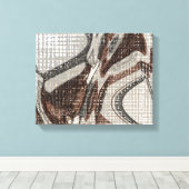 グレーとブラウンの抽象芸術アート キャンバスプリント (インサイチュ (ウッドフロア))