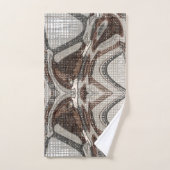 グレーとブラウンの抽象芸術アート バスタオルセット (ハンドタオル)