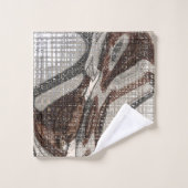 グレーとブラウンの抽象芸術アート バスタオルセット (ウォッシュタオル)