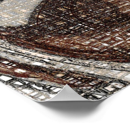 グレーとブラウンの抽象芸術アート ポスター (角)