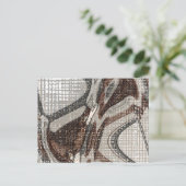 グレーとブラウンの抽象芸術アート ポストカード (スタンド正面)