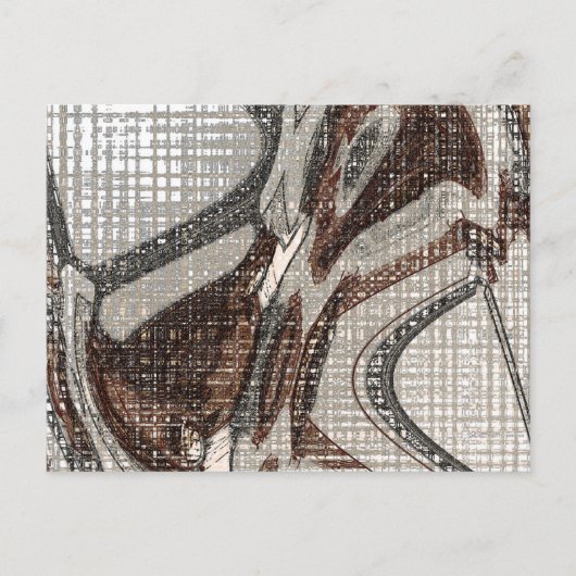 グレーとブラウンの抽象芸術アート ポストカード (正面)
